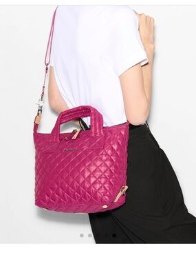 MZ Wallace Quilted Fuchsia Tote with Detachable Strap